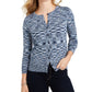 Charter Club Women's Space Dyed Button Cardigan Blue Size Small