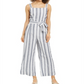 Charter Club Women's Striped Belted Jumpsuit Blue Size 12