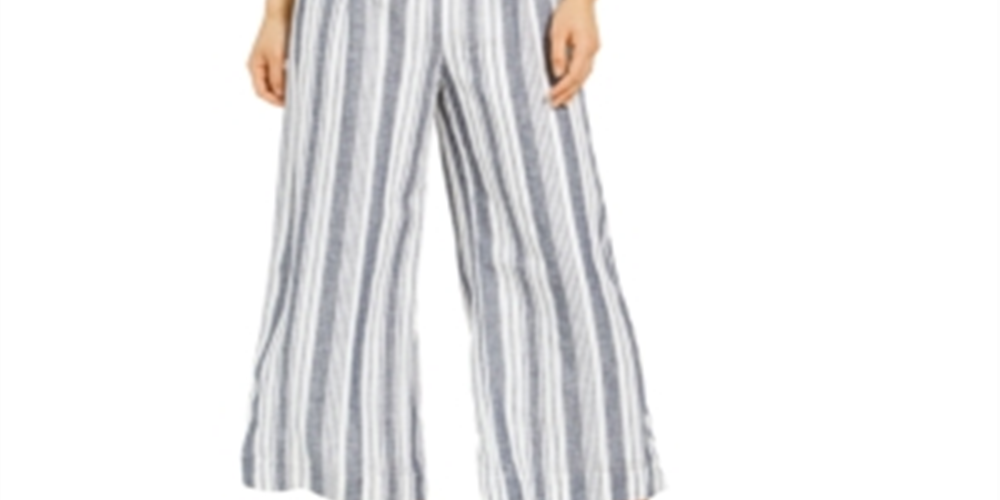 Charter Club Women's Striped Belted Jumpsuit Blue Size 12