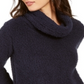 Style & Co Women's Faux-Sherpa Cowlneck Sweater Navy  Size Petite S
