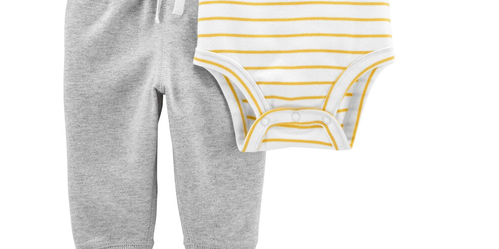 Carter's Baby Boy's 2 Pc Colorblocked Bodysuit & Jogger Pants White Size 18 Months