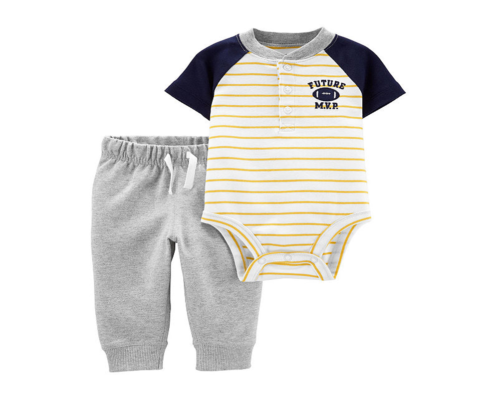 Carter's Baby Boy's 2 Pc Colorblocked Bodysuit & Jogger Pants White Size 18 Months