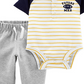 Carter's Baby Boy's 2 Pc Colorblocked Bodysuit & Jogger Pants White Size 18 Months