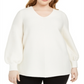 Alfani Women's Plus Ottoman Stitch Sweater Cloud Size 0X