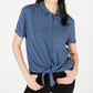 Hippie Rose Women's Collared Blouse Top Blue Size X-Large