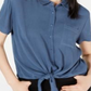 Hippie Rose Women's Collared Blouse Top Blue Size X-Large