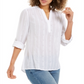 Style & Co Women's Textured V Neck Top White Size Small