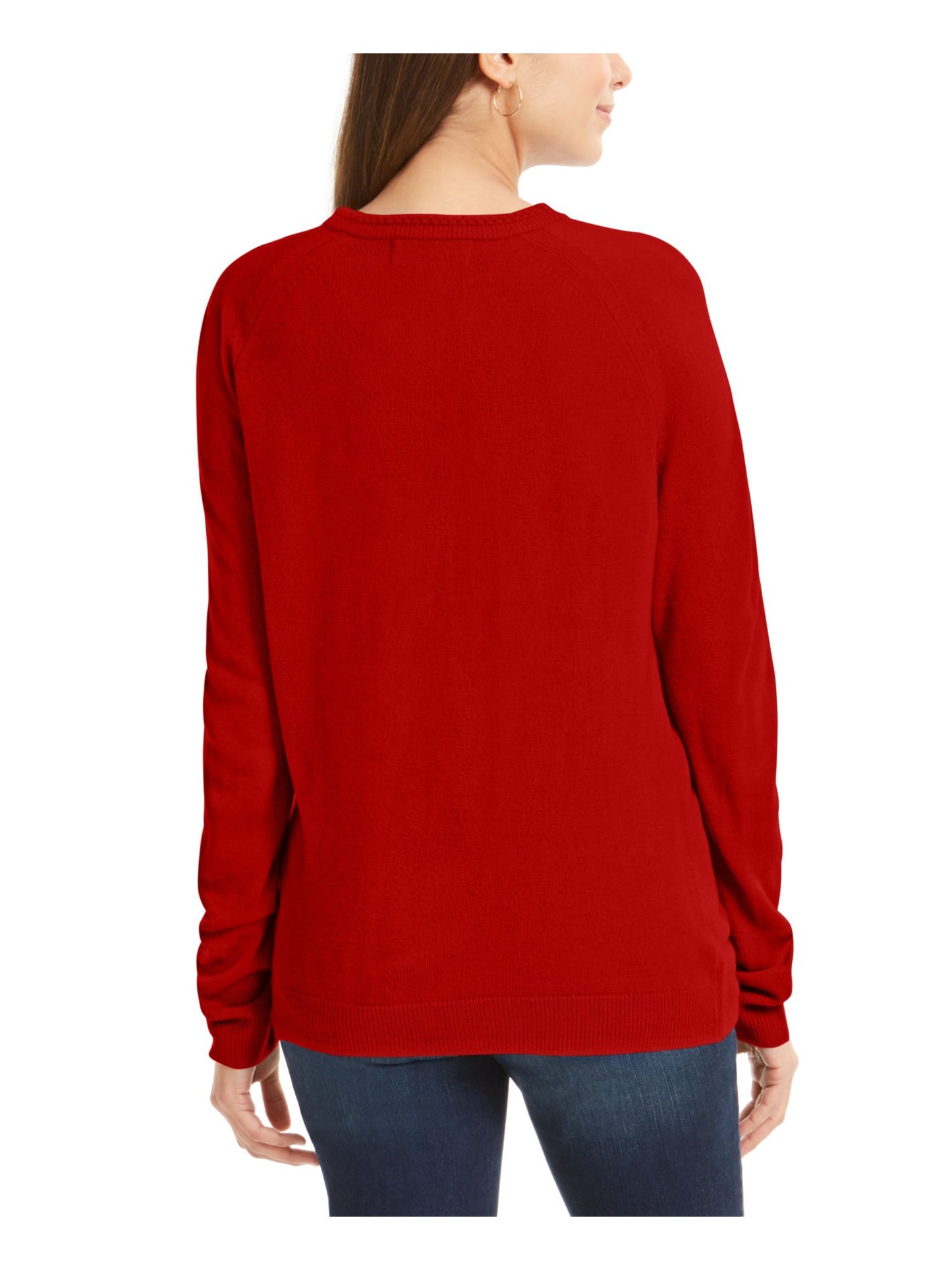 Karen Scott Women's Long Sleeve with Buttons Sweater Red Size Petite X-Large