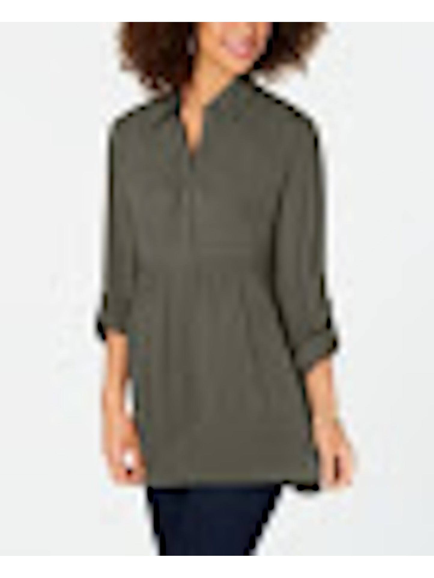 Style & Co Women's Babydoll Tunic Shirt Green Size Petite M