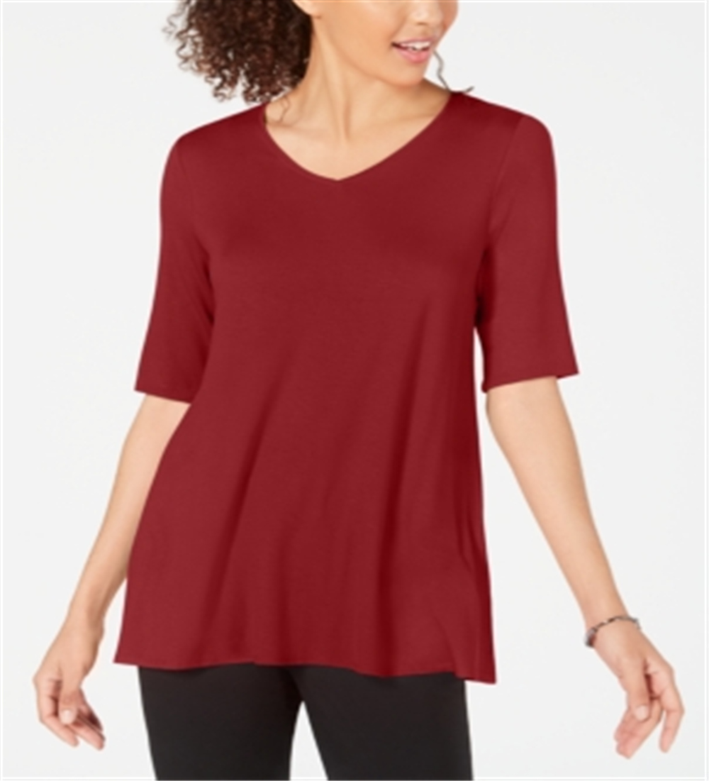 Alfani Women's V Neck Swing Tunic Red Size Medium
