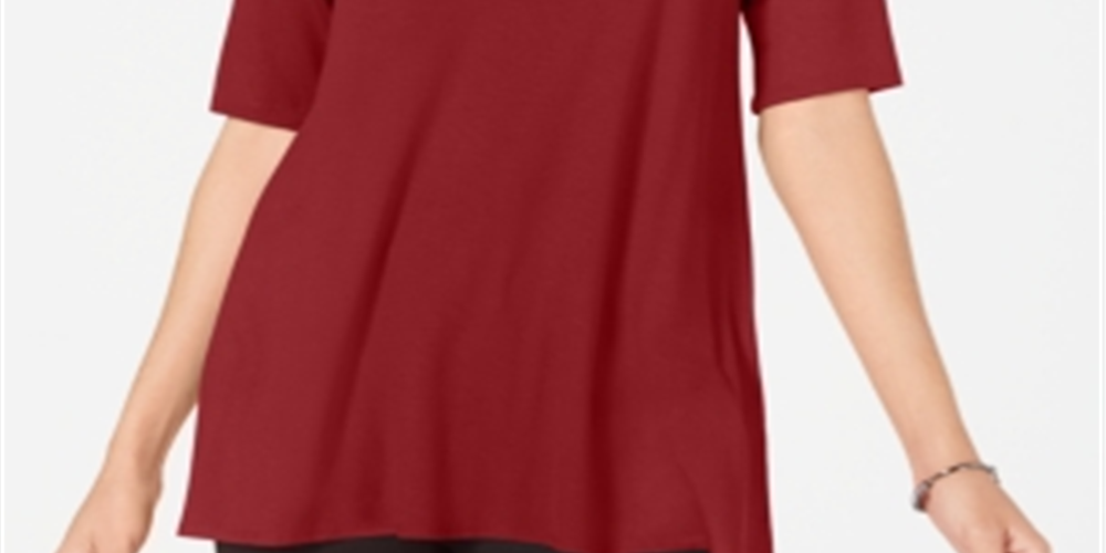 Alfani Women's V Neck Swing Tunic Red Size Medium