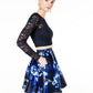 Sequin Hearts Women's Lace Floral Long Sleeve Jewel Neck Prom Crop Top Blue Size 15