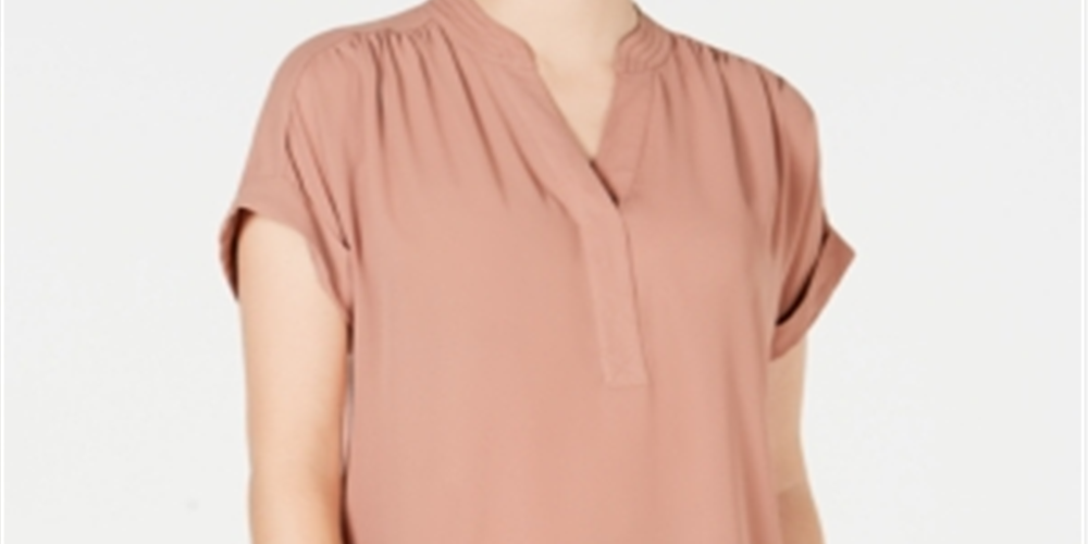 Charter Club Women's Split Neck Top Brown Size Large