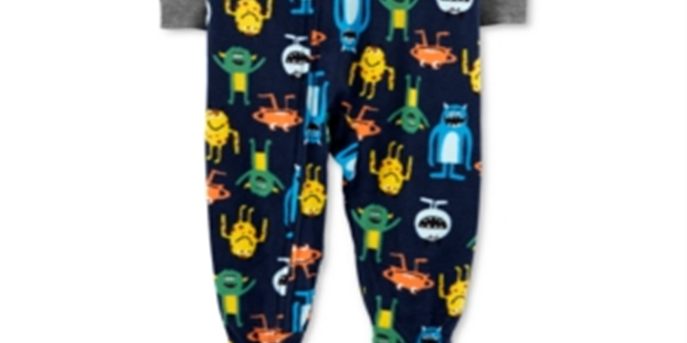 Carter's Baby Boy's 1 Pc Monster Print Fleece Footed Pajamas Blue  Size 12MOS