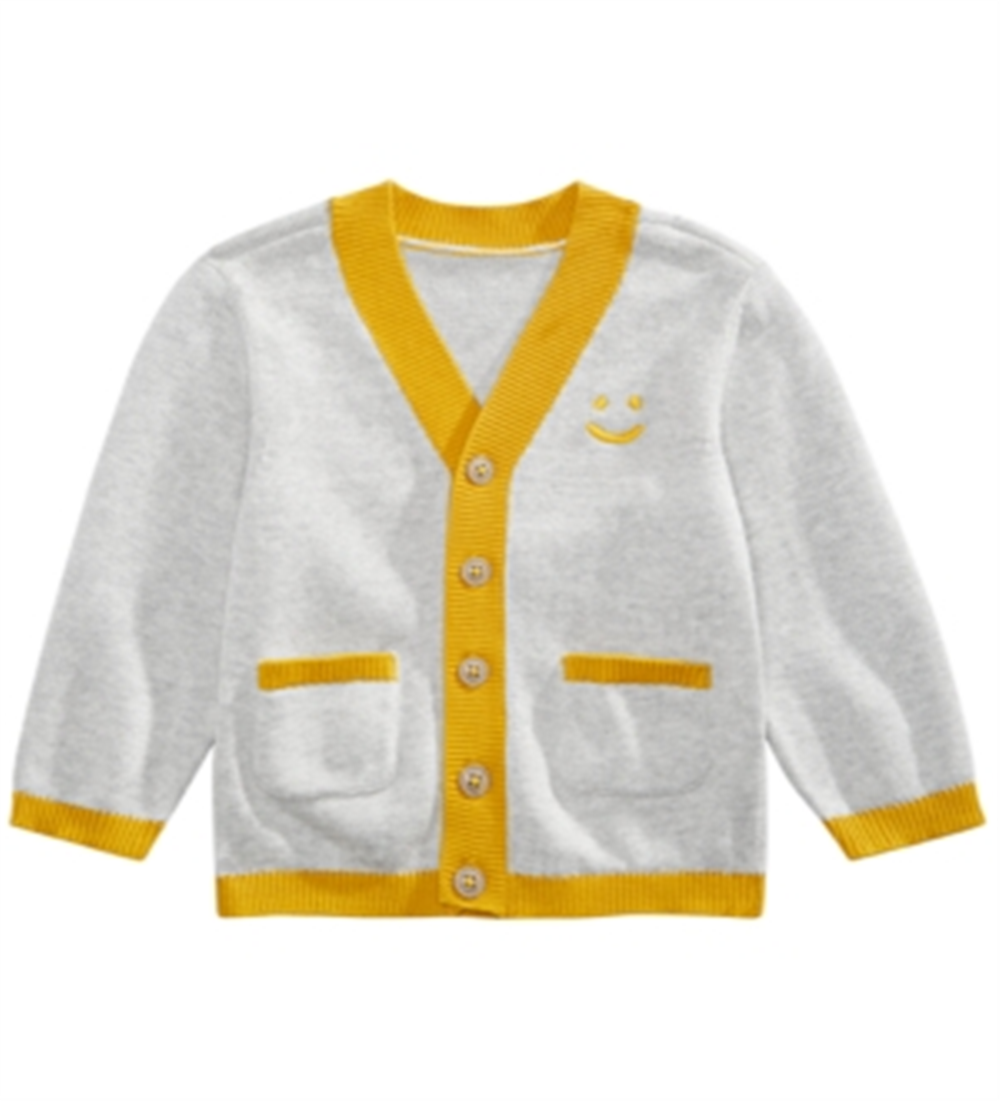 First Impressions Baby Boy's Smiley Face Cardigan Gray Size 3-6MOS