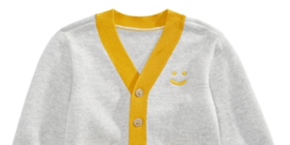 First Impressions Baby Boy's Smiley Face Cardigan Gray Size 18MOS