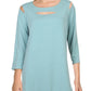 Alfani Women's Cut Out 3/4 Sleeve Blouse Teal Size Large