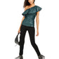INC International Concepts Women's Faux Leather One Shoulder Blouse Green Size Large