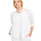 Charter Club Women's Foil Dot Linen Top White Size X-Large