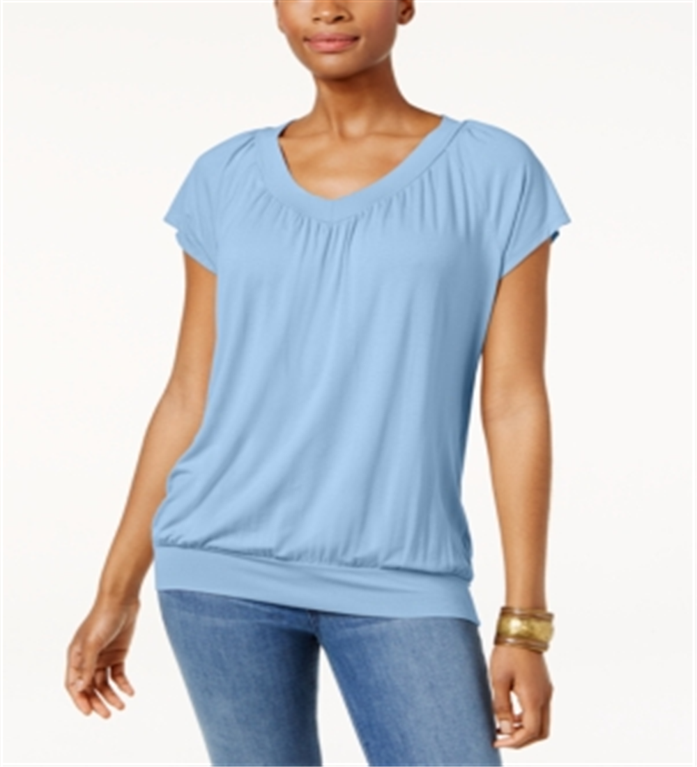 JM Collection Women's Blouson T-Shirt Blue Size Large