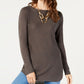 INC International Concepts Women's Shirttail Hi Low Boatneck Sweater Gray Size XX-Large