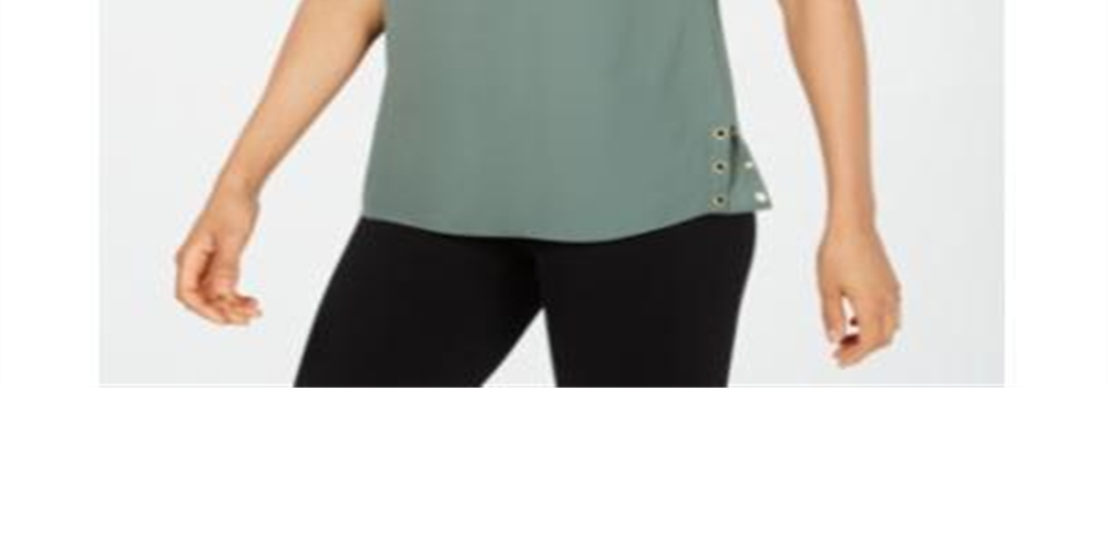 JM Collection Women's Grommet Trim Top Green Size X-Large