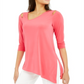 Alfani Women's Cold Shoulder Asymmetrical Top Pink Size Medium