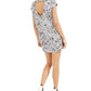 Bar III Women's Patterned Short Sleeve V Neck Below the Knee Mermaid Dress White Size Medium