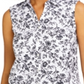 Charter Club Women's Toile Print Sleeveless Shirt White/Black Size 10
