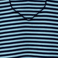 Charter Club Women's Striped Split Neck 3/4 Sleeve Knit Top Blue Size Medium