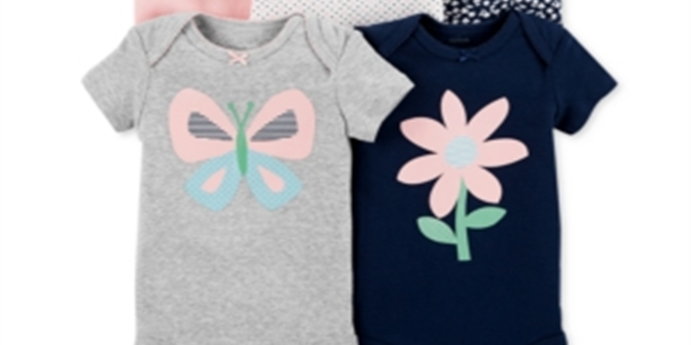 Carter's Baby Girl's 5 Pack Printed Bodysuits Gray Size 12 Months