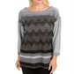 JM Collection Women's Metallic Stitched Drop Shoulder Sweater Black Size Small