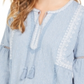 Style & Co Women's Printed Peasant Top Blue Size X-Small