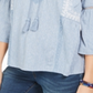 Style & Co Women's Printed Peasant Top Blue Size X-Small