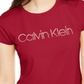 Calvin Klein Women's Beaded Printed Short Sleeve Jewel Neck T-Shirt Top Red Size X-Large