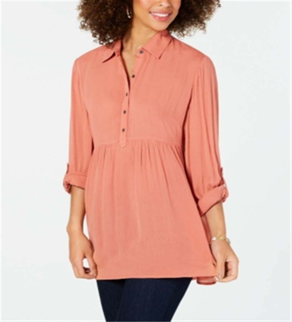 Style & Co Women's Babydoll Tunic Shirt Copper Rose Size Petite M