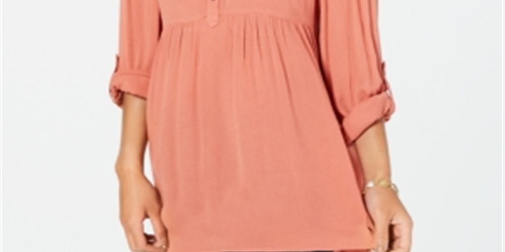 Style & Co Women's Babydoll Tunic Shirt Copper Rose Size Petite M