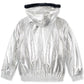 Tommy Hilfiger Big Girl's Hooded Metallic with Faux Fur Trim Jacket Silver Size 12-14