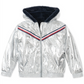 Tommy Hilfiger Big Girl's Hooded Metallic with Faux Fur Trim Jacket Silver Size 12-14