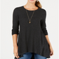 Style & Co Women's Pleated High Low Sweater Black  Size -PP