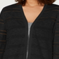 Charter Club Women's Pointelle Striped Cardigan Black Size X-Large
