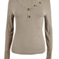 Pink Rose Junior's Ribbed Henley Top Brown Size Small