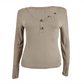 Pink Rose Junior's Ribbed Henley Top Brown Size Small