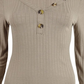 Pink Rose Junior's Ribbed Henley Top Brown Size Small