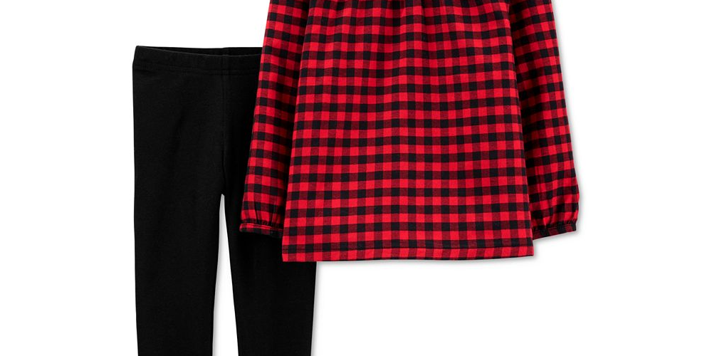 Carter's Baby Girl's Buffalo Check Twill Top & Legging Set Red Size 18 Months