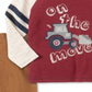 Kids Headquarters Little Boy's 2 Pc on the Move Colorblocked Bulldozer Applique T-Shirt & Twill Jogger Pants Set Maroon-Gray Size 5