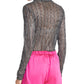 Rachel Roy Women's Metallic Pleated Turtleneck Top Silver Size Small