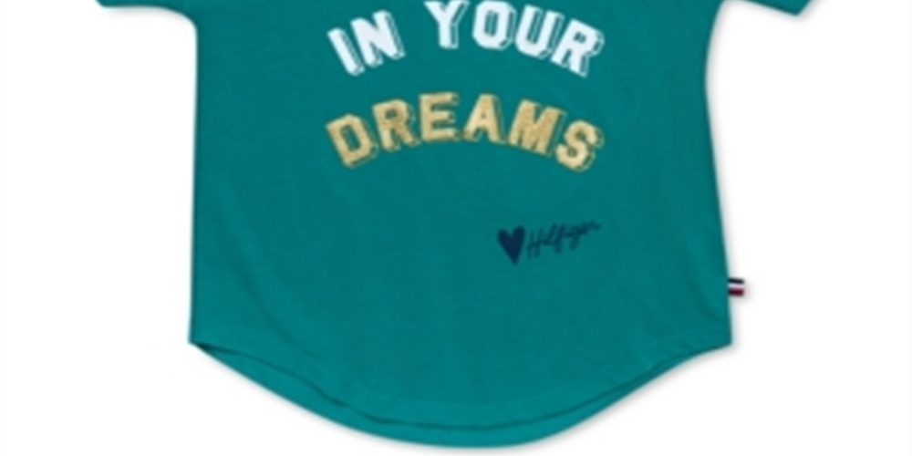 Tommy Hilfiger Big Girl's Believe in Your Dreams T-Shirt Green Size 8-10