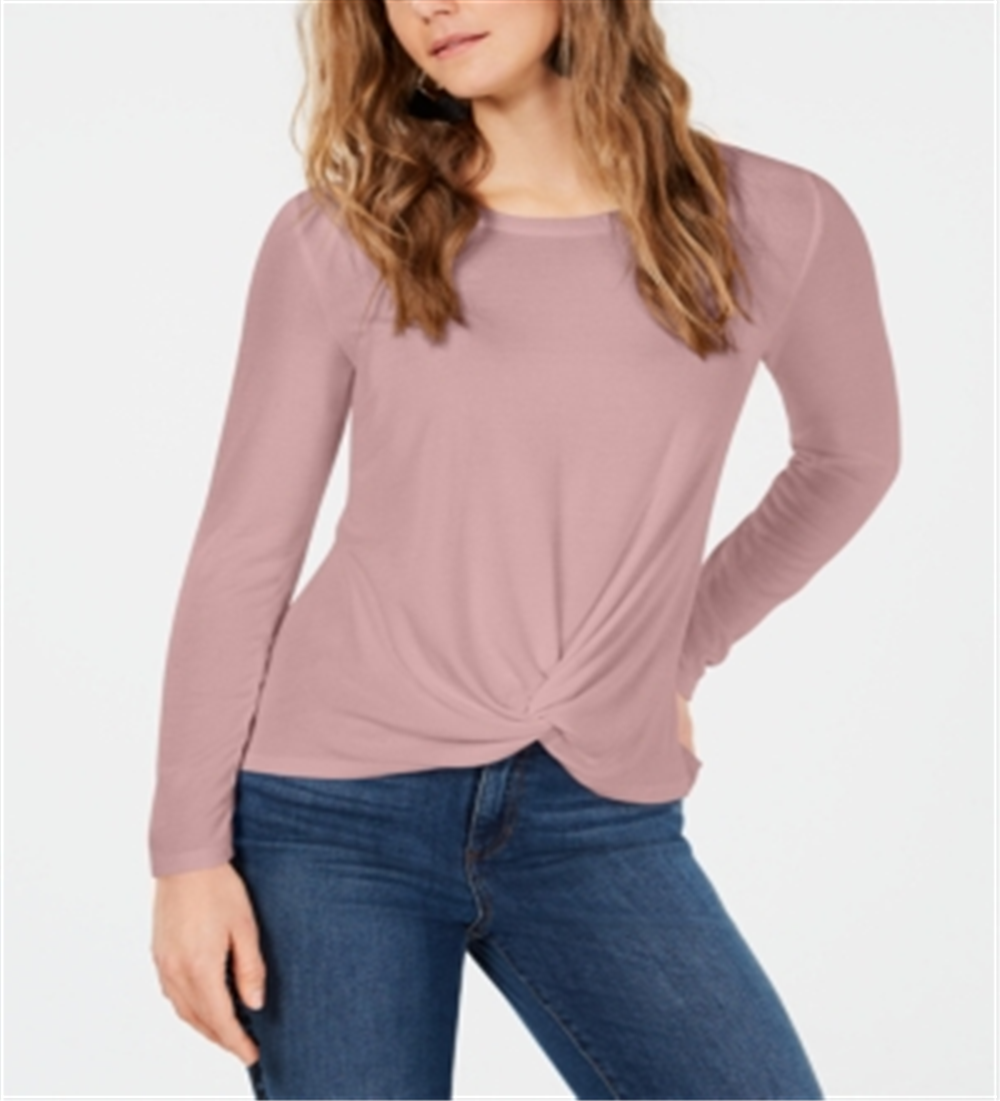 Style & Co Women's Twist Front Draped Top Pink Size Petite L