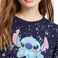Disney Junior's Stitch Splatter Crewneck Long Sleeve Graphic T-Shirt Blue Size Large